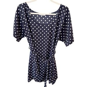 Cute Navy Porma Polka Dotted Blouse